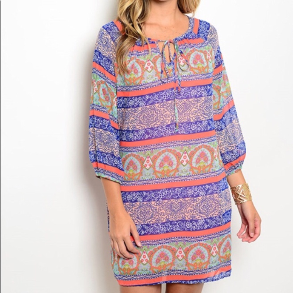 Royal Orange Pattern Dress